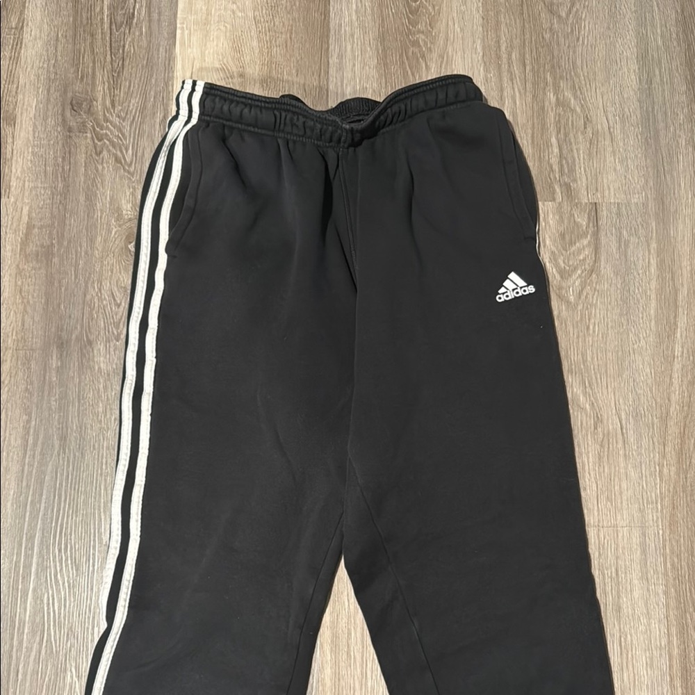 Adidas Black Sweatpants with Signature Stripes